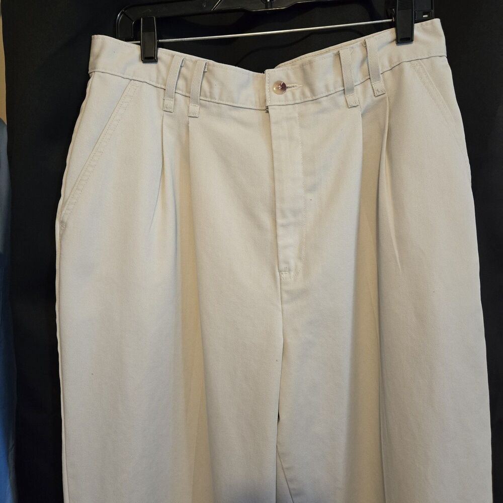 Chic by H.I.S. Pants Cream Cotton Pleat Cuff Button Zip Pockets, 16